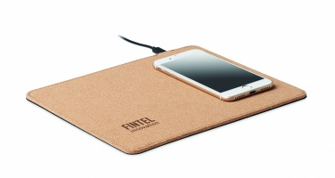 Logo trade promotional merchandise photo of: Cork mouse mat charger 15W